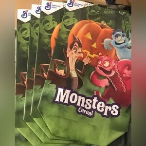 General Mills monsters cereal tote / trick or treat bag. Lot of 4 bags. NWOT